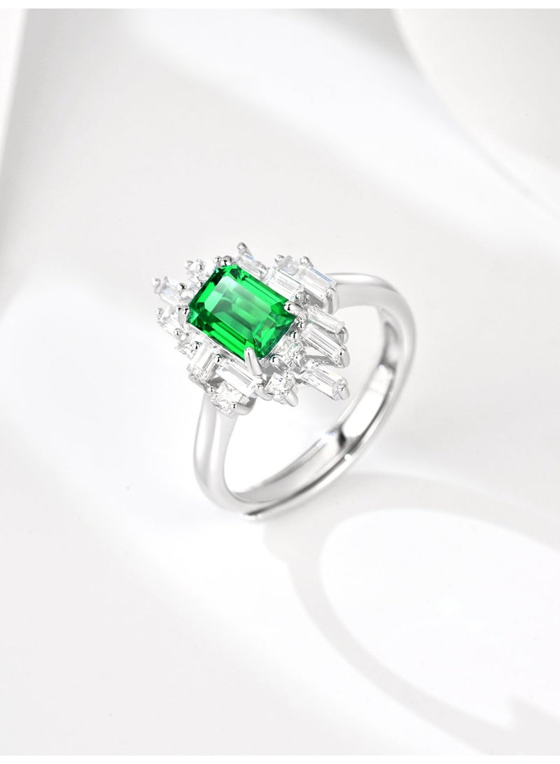 Field Fashio ring Artificially cultivated gemstone ring - emerald ringi for girls - Image 2